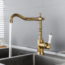 GobekUsa Black Antique Kitchen Faucet Single Lever Mixer Tap Hot Cold Water Chrome