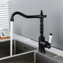 GobekUsa Black Antique Kitchen Faucet Single Lever Mixer Tap Hot Cold Water Chrome