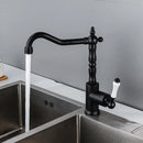 GobekUsa Black Antique Kitchen Faucet Single Lever Mixer Tap Hot Cold Water Chrome