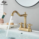 GobekUsa Black Brass Waterfall Basin Faucet - Single Handle Vanity Tap