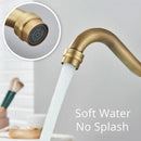 GobekUsa Black Brass Waterfall Basin Faucet - Single Handle Vanity Tap