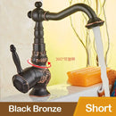 GobekUsa Black Flower Carved Basin Mixer Tap with Swivel Neck, Single Lever Control