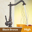 GobekUsa Black Flower Carved Basin Mixer Tap with Swivel Neck, Single Lever Control