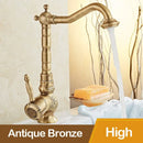 GobekUsa Black Flower Carved Basin Mixer Tap with Swivel Neck, Single Lever Control