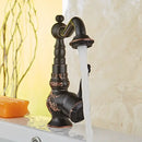 GobekUsa Black Flower Carved Basin Mixer Tap with Swivel Neck, Single Lever Control