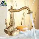 GobekUsa Black Flower Carved Basin Mixer Tap with Swivel Neck, Single Lever Control