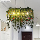 GobekUsa Antique Black Metal Island Chandelier with 4 Birdcage-Style Heads: Perfect for Restaurants and Plant Ceiling