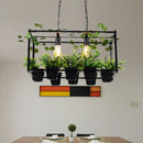 GobekUsa Antique Black Metal Island Pendant: 2 Heads with LED Down Lighting for Restaurants, Plant Decor