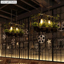 GobekUsa Antique Black Metal Island Pendant: 2 Heads with LED Down Lighting for Restaurants, Plant Decor