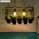 GobekUsa Antique Black Metal Island Pendant: 2 Heads with LED Down Lighting for Restaurants, Plant Decor