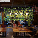 GobekUsa Metal Island Pendant - Antique Black Rectangle with LED Down Lighting and Plant Decor