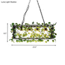 GobekUsa Metal Island Pendant - Antique Black Rectangle with LED Down Lighting and Plant Decor