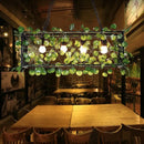 GobekUsa Metal Island Pendant - Antique Black Rectangle with LED Down Lighting and Plant Decor