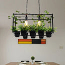 GobekUsa Antique Black Metal Island Pendant: 2 Heads with LED Down Lighting for Restaurants, Plant Decor