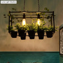 GobekUsa Antique Black Metal Island Pendant: 2 Heads with LED Down Lighting for Restaurants, Plant Decor
