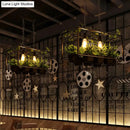 GobekUsa Antique Black Metal Island Pendant: 2 Heads with LED Down Lighting for Restaurants, Plant Decor