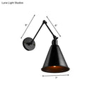 GobekUsa Stylish Antique Wrought Iron Wall Sconce with Cone Table Design and 1 Head in Black or White