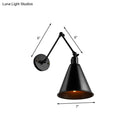 GobekUsa Stylish Antique Wrought Iron Wall Sconce with Cone Table Design and 1 Head in Black or White