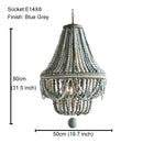 GobekUsa Black Wood Beaded Pendant Chandelier - Antique Nordic Lighting for Foyer, Dining, Bedroom