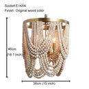GobekUsa Black Wood Beaded Pendant Chandelier - Antique Nordic Lighting for Foyer, Dining, Bedroom