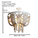 GobekUsa Black Wood Beaded Pendant Chandelier - Antique Nordic Lighting for Foyer, Dining, Bedroom