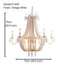 GobekUsa Black Wood Beaded Pendant Chandelier - Antique Nordic Lighting for Foyer, Dining, Bedroom