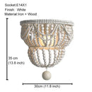 GobekUsa Black Wood Beaded Pendant Chandelier - Antique Nordic Lighting for Foyer, Dining, Bedroom