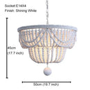 GobekUsa Black Wood Beaded Pendant Chandelier - Antique Nordic Lighting for Foyer, Dining, Bedroom