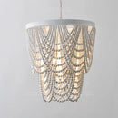 GobekUsa Black Wood Beaded Pendant Chandelier - Antique Nordic Lighting for Foyer, Dining, Bedroom