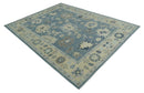 Antique Blue and Beige Multi size Hand Knotted Traditional Oushak Wool Area Rug
