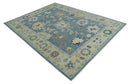 Charcoal Beige Hand Knotted Wool Area Rug - Traditional Oushak by The Rug Decor
