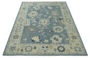 Charcoal Beige Hand Knotted Wool Area Rug - Traditional Oushak by The Rug Decor