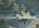 Charcoal Beige Hand Knotted Wool Area Rug - Traditional Oushak