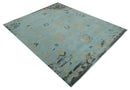 Antique Blue Charcoal Oushak Wool Area Rug - Hand Knotted Traditional by The Rug Decor