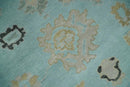Antique Blue Charcoal Oushak Wool Area Rug - Hand Knotted Traditional