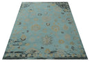 Antique Blue Charcoal Oushak Wool Area Rug - Hand Knotted Traditional by The Rug Decor