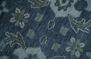 Antique Blue and Silver Wool Living Room Rug Traditional Hand Knotted Vintage Oushak by The Rug Decor