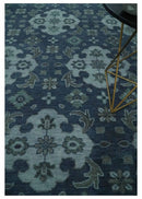 Antique Blue and Silver Wool Living Room Rug Traditional Hand Knotted Vintage Oushak by The Rug Decor