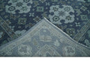 Antique Blue and Silver Wool Living Room Rug Traditional Hand Knotted Vintage Oushak by The Rug Decor