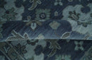 Antique Blue and Silver Wool Living Room Rug Traditional Hand Knotted Vintage Oushak by The Rug Decor