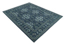 Antique Blue and Silver Wool Living Room Rug Traditional Hand Knotted Vintage Oushak by The Rug Decor