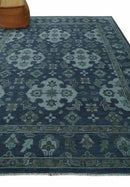 Antique Blue and Silver Wool Living Room Rug Traditional Hand Knotted Vintage Oushak by The Rug Decor