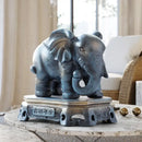GobekUsa Elephant Couple Resin Statue for Living Room Office Tabletop Ornament