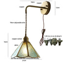GobekUsa Blue Glass LED Wall Sconce Pull Chain Switch Staircase Tiffany Style Mirror Light