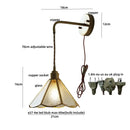GobekUsa Blue Glass LED Wall Sconce Pull Chain Switch Staircase Tiffany Style Mirror Light