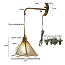 GobekUsa Blue Glass LED Wall Sconce Pull Chain Switch Staircase Tiffany Style Mirror Light