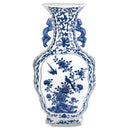 GobekUsa Blue White Porcelain Flower Bird Two Ear Vase Antique Ornaments Jingdezhen