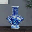 GobekUsa Blue White Porcelain Flower Bird Two Ear Vase Antique Ornaments Jingdezhen