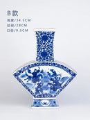 GobekUsa Blue White Porcelain Flower Bird Two Ear Vase Antique Ornaments Jingdezhen
