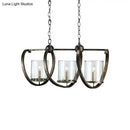 GobekUsa Traditional Clear Glass Hanging Light - Antique Brass/Aged Silver Cylinder Island Lighting Fixture with 3/5 Bulbs - for Dining Room